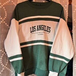 Green and White Los Angeles Crewneck Sweater